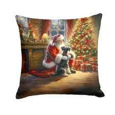 Schnauzer 2 Moments With Santa Claus Throw Pillow