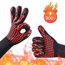 BBQ Gloves 800 Degrees Fireproof anti Heat Insulation Glove Microwave Oven High 