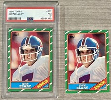 John Elway 1986 Topps #112 Football Card PSA 7 Denver Broncos + Ungraded Bonus