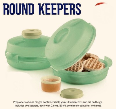 New Tupperware Round Keepers-Ideal for sandwiches, bagels, burgers, and salads.