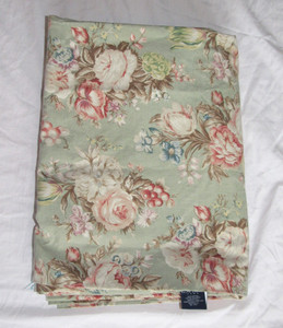 Vtg Ralph Lauren CHARLOTTE Sage Green Floral Rose TWIN Flat Sheet Shabby Chic