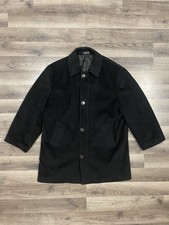 Lauren Ralph Lauren Overcoat Size Large Black Spread Collar Wool Sport Coat