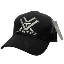 VORTEX Mens Logo Black Baseball Cap Trucker Hat Mesh Back Snapback OSFM