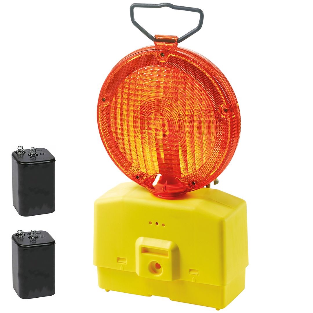 Offerta Lampeggiante Cantiere Neri LED Giallo + 2 Batterie 6V Incluse
