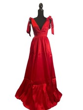 NWT Lulus Red Ribbon Shoulder Long GORGEOUS Dress Size XS