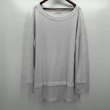 We The Free Top Tunic Shirt Womens Large White Waffle Knit Boxy Oversized Boho