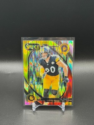 2024 Panini Select - Club Level T.J. Watt #294 Red & Yellow Shock Prizm