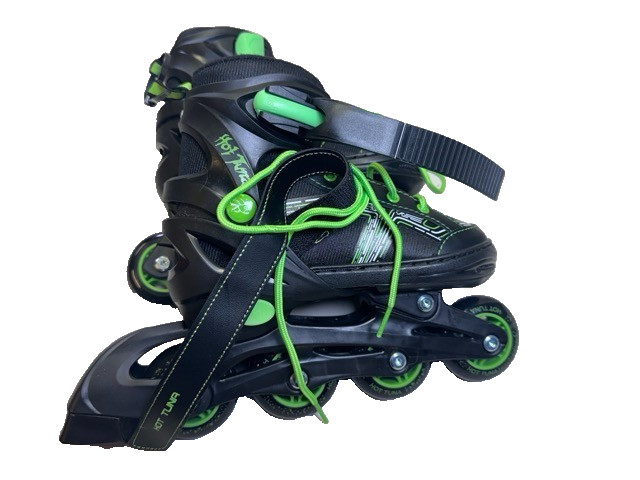 Hot Tuna Inline Skates Kids UK 1-3.5 EU 32-35 Black Green Adjustable