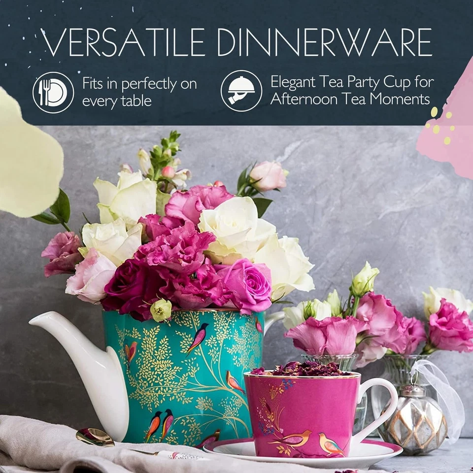 Фарфоровая чайная чашка с блюдцем Sara Miller Chelsea 8 унций, розовая с 22-каратным золотом Tri... - Изображение 3 из 4