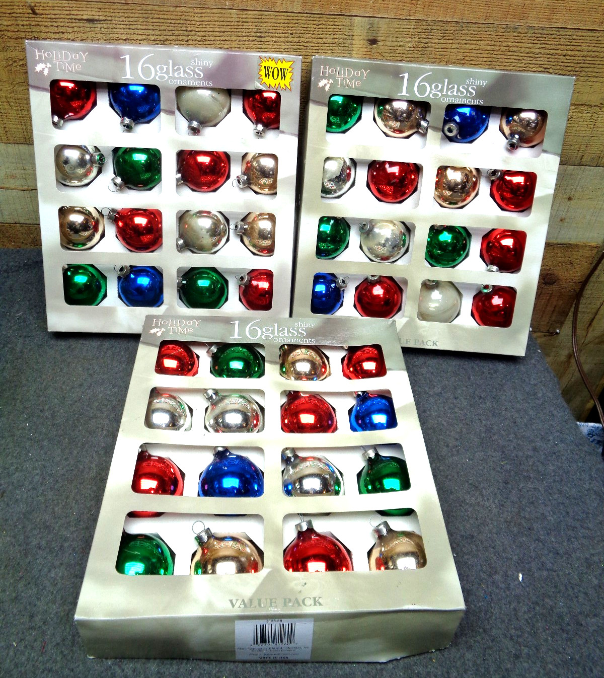 HOLIDAY TIME Rauch Christmas Holiday Ornaments- 3 Pkgs of 16- Multicolor