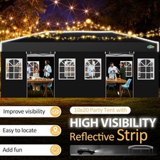 Gazebo Pieghevole Pop Up 3x3/3x6 Impermeabile Stabile Gazebo da Giardino con Strisce Riflettenti