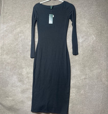 Wild Fable Dress Women XS Black Bodycon Maxi Long Sleeve Fitted Casual Minimalis
