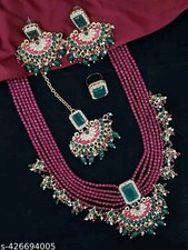 Indian Kundan Necklace Set Earrings Bridal Wedding Jewelry for Women