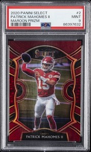 2020 PANINI SELECT MAROON PRIZM #2 PATRICK MAHOMES II 121/149 PSA 9