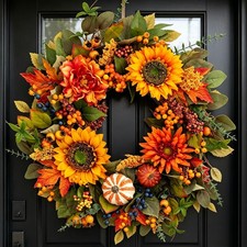 Fall Wreath for Front Door 24 Inch Large Autumn Thanksgiving Hanging Decor.