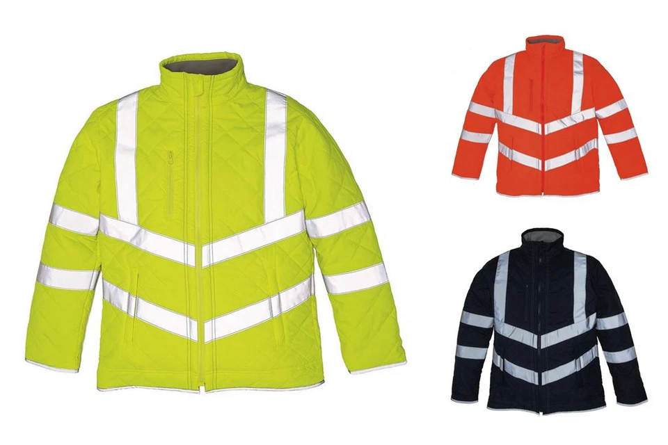 Yoko Hi-Vis SICHERHEIT STEPPJACKE Fleeceinnenfutter Jacket S-3XL NEU