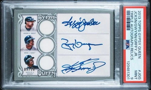 2013 Gypsy Queen Triple Patch Auto #/10 PSA 9 Jackson/Gwynn/Ken Griffey Jr Pop 1