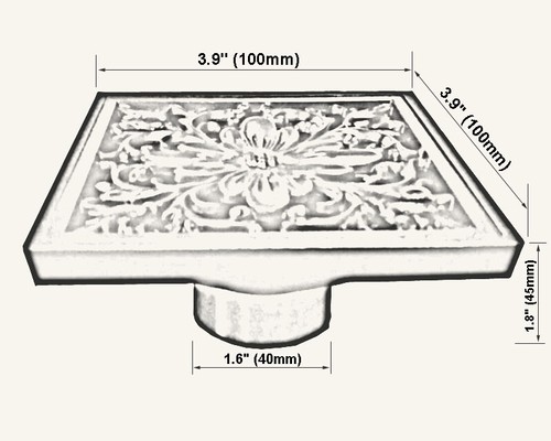 Antique Brass Flower Square Floor Waste Grates Bathroom Shower Drain yhr122 - Picture 3 of 11