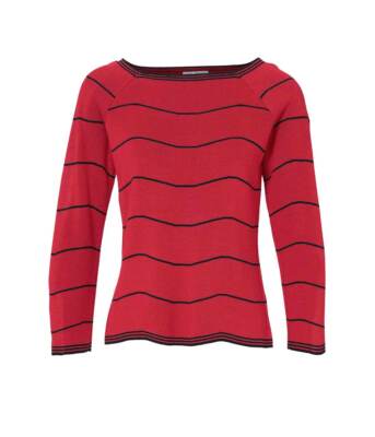 RICK CARDONA Damen Designer-Pullover, rot-schwarz