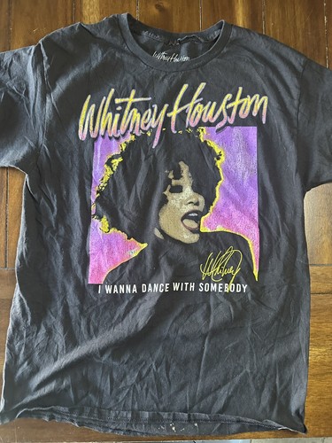 Whitney Houston Black T-Shirt Sz M I WANNA DANCE WITH SOMEBODY - Picture 1 of 5