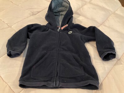 Petit Bateau navy blue fleece hooded sweatshirt 24mo
