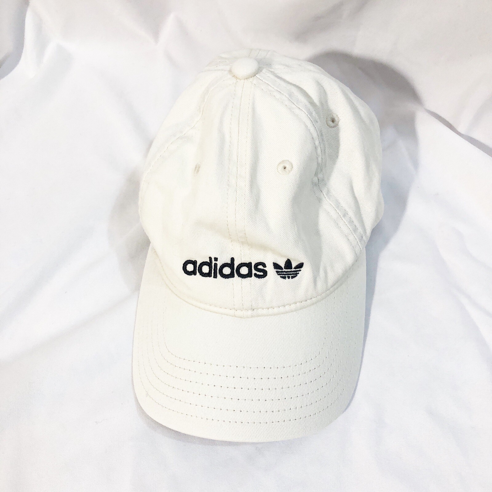 ADIDAS | OSFW WHITE \u0026amp; BLACK THREAD TREFOIL LOGO RELAXED HAT CAP | eBay