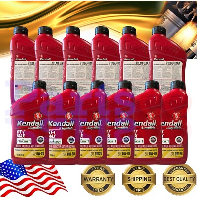 Motor Oil 0W20 Full Synthetic 12 Quarts KENDALL GT-1  MAX WITH LIQUITEK 