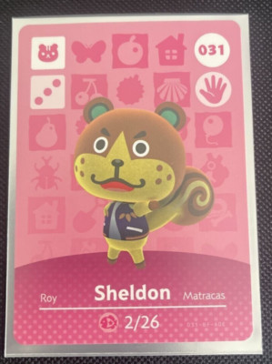 #031 Sheldon , Animal Crossing Amiibo Card AUTHENTIC Series 1 Never ...