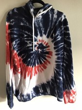 NWT Polo Ralph Lauren 100 Cotton Red White  Blue Tie Dye Hoodie Size M