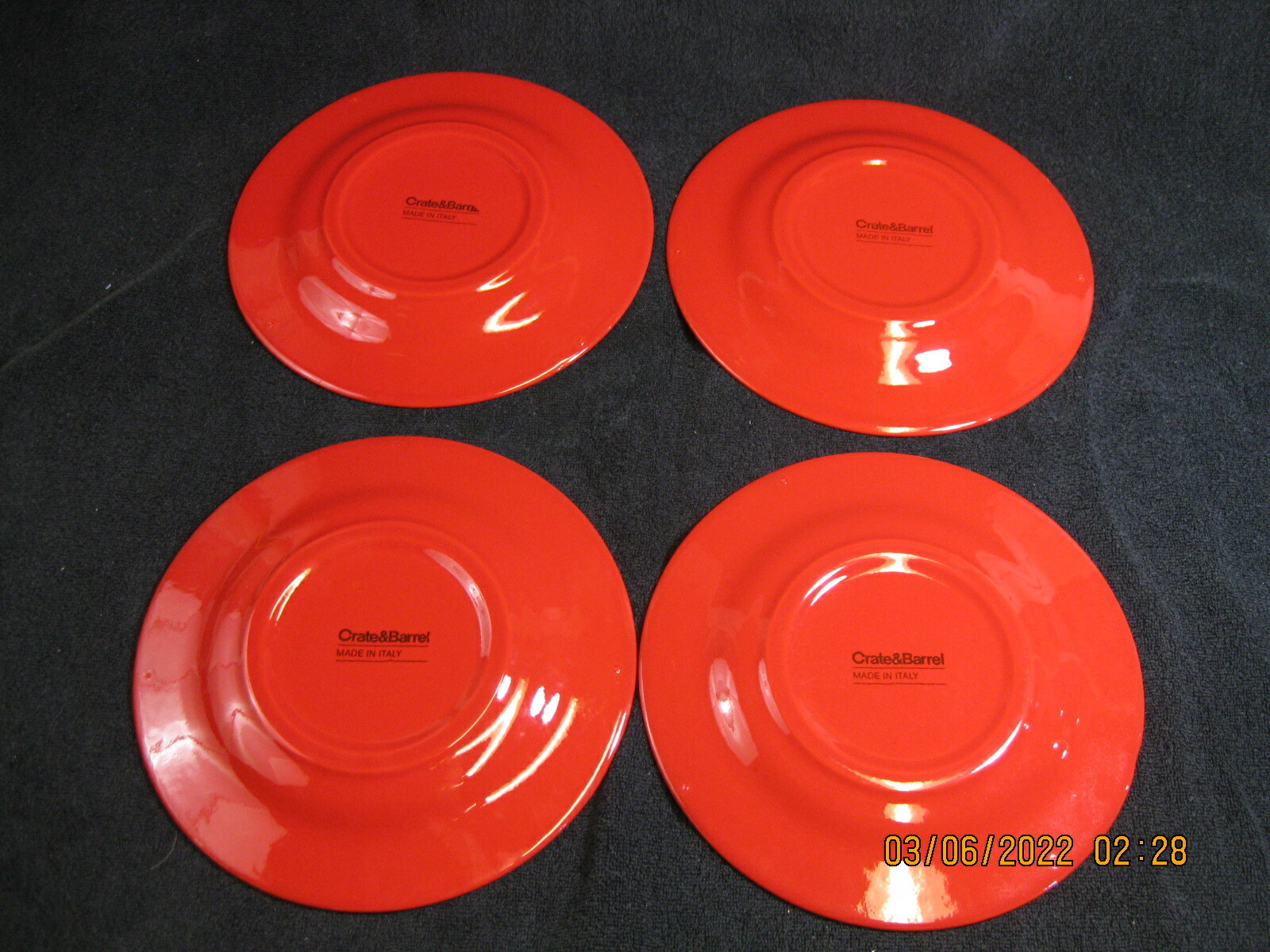 Vintage Crate and Barrel Red 10.5" Dinner Plates Set 4 Made in Italy
