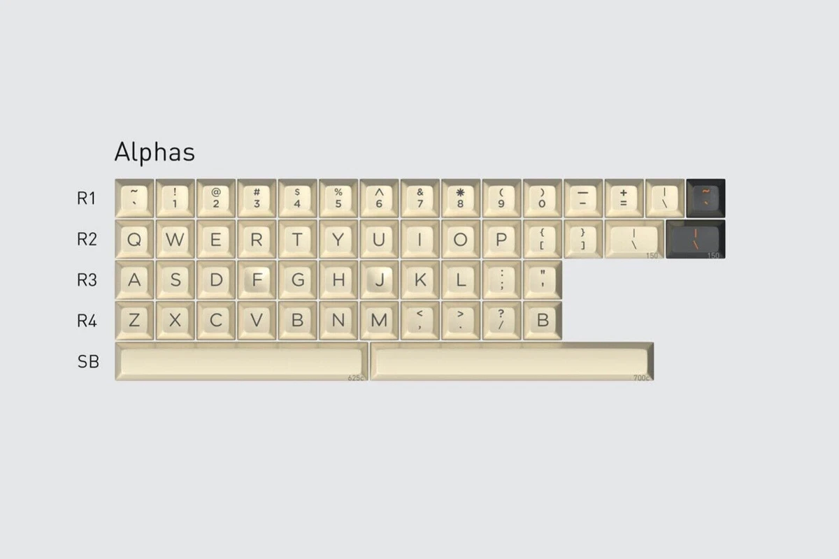 DROP + T0MB3RY SA CARBON ALPHAS Keycaps Kit Set Orange Gray Beige