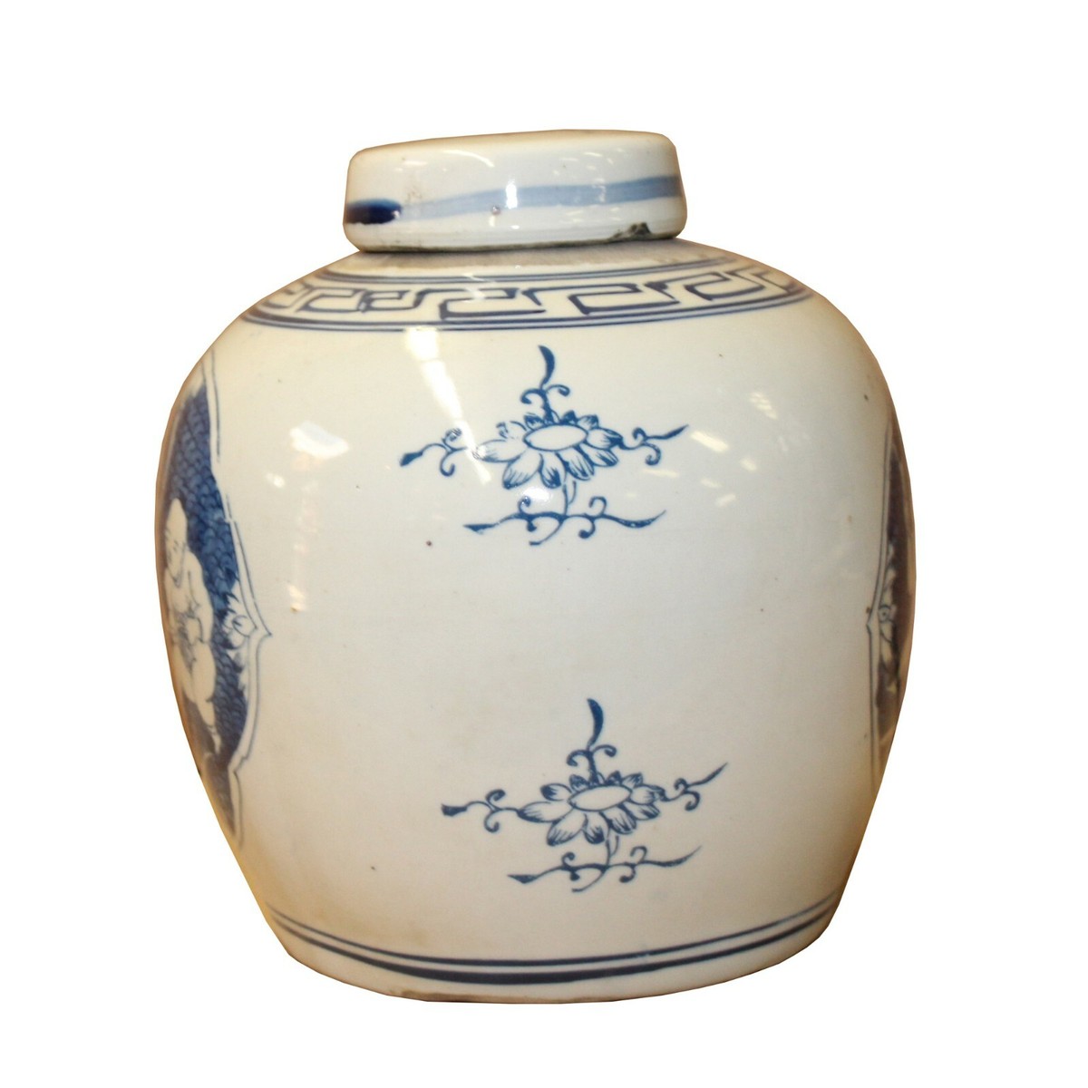 Chinese Blue White Ceramic Double Kids Graphic Ginger Jar ws869S Chinese Blue White Ceramic Double Kids Graphic Ginger Jar ws869S