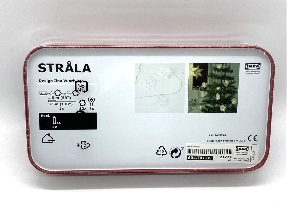 IKEA STRALA Cadena de Iluminación LED Copos de Nieve con 12 Luces, Funciona con Pilas Nuevo Foto 4 de 4