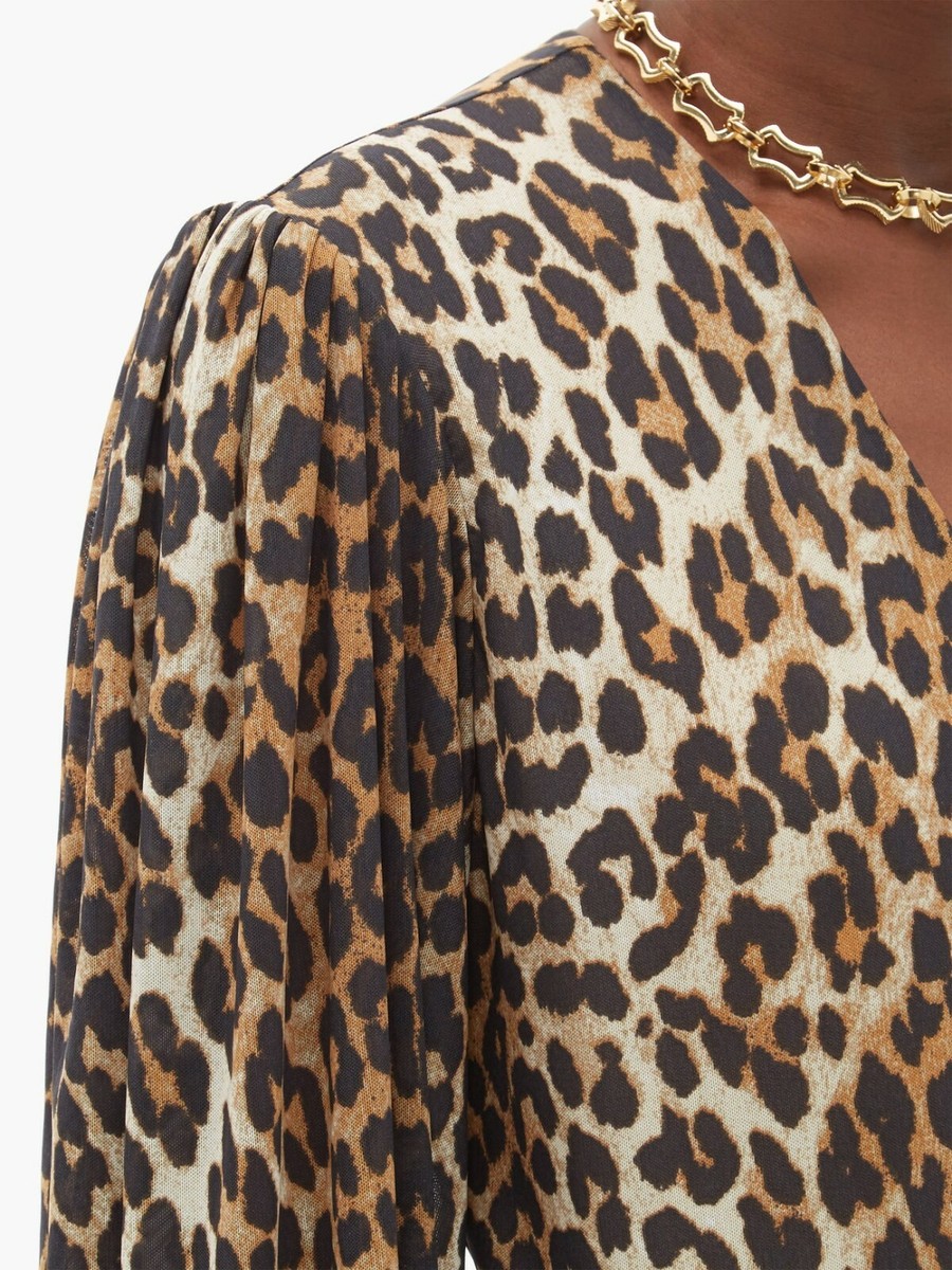 NWT Ganni Leopard Printed Mesh Wrap Dress Size EU 36 (US4), EU 38 (US6)  $315 | eBay