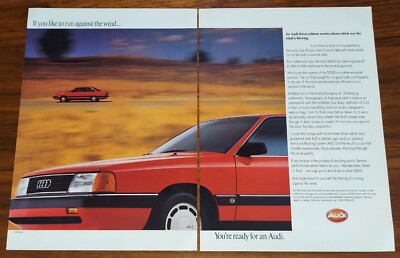 AUDI 5000 S PRINT AD MAGAZINE ADVERTISEMENT IF YOU LIKE TO RUN AGAINST THE WIND