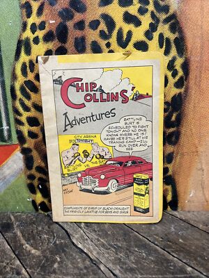 VINTAGE CHIP COLLINS ADVENTURES BLACK DRAUGHT COMIC BOOK SIGN GAS OIL CAR BOXING