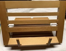 Wood Folding Cookbook Holder, 9.5” H X 13”W, Light Wood, Adjustable Angle