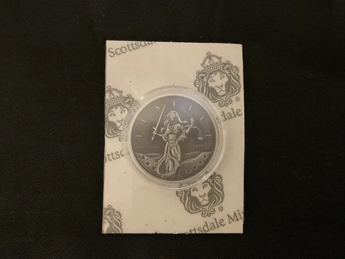 2021 Gibralter Lady Justice 1 Oz .999 Silver Capsuled Antiqued Coin - Picture 3 of 3