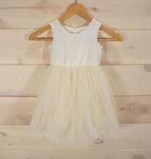 Flower Girl Dress Size 2T Ivory Tulle Satin Lettuce Hem Wedding Special Occasion