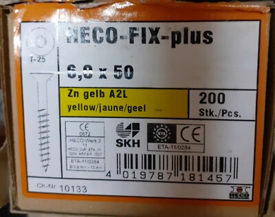 HECO-FIX-plus Universalschraube Stahl verzinkt gelb Senkkopf Teilgewinde, T25