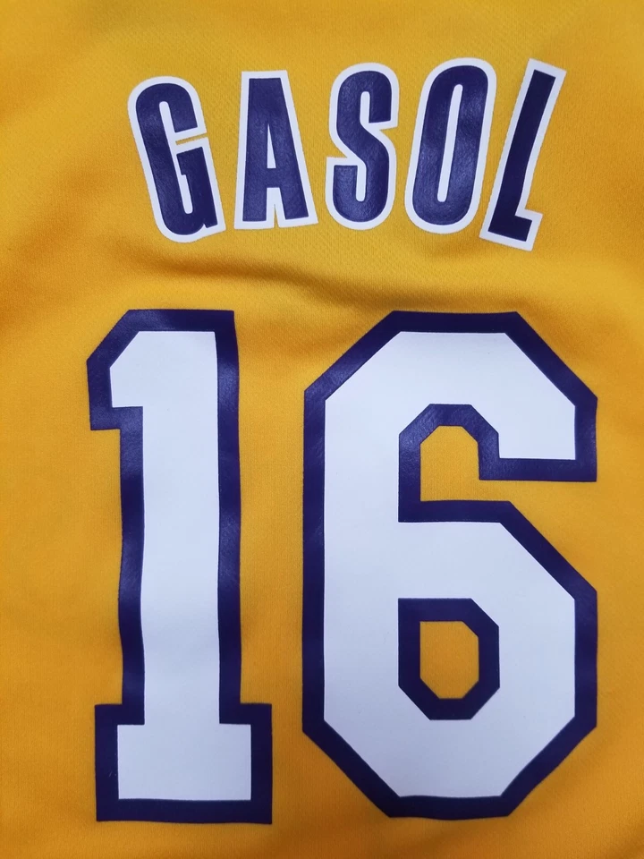 Los Angeles Lakers #16 Pau Gasol Adidas Jersey Shirt Men Size S Tank Yellow 2013 - Image 4 of 4