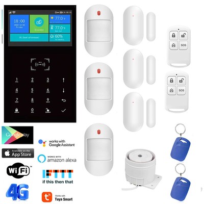L29 Tuya Mobile APP WiFi+4G Wireless DIY Home Security Alarm System+Alexa+Google