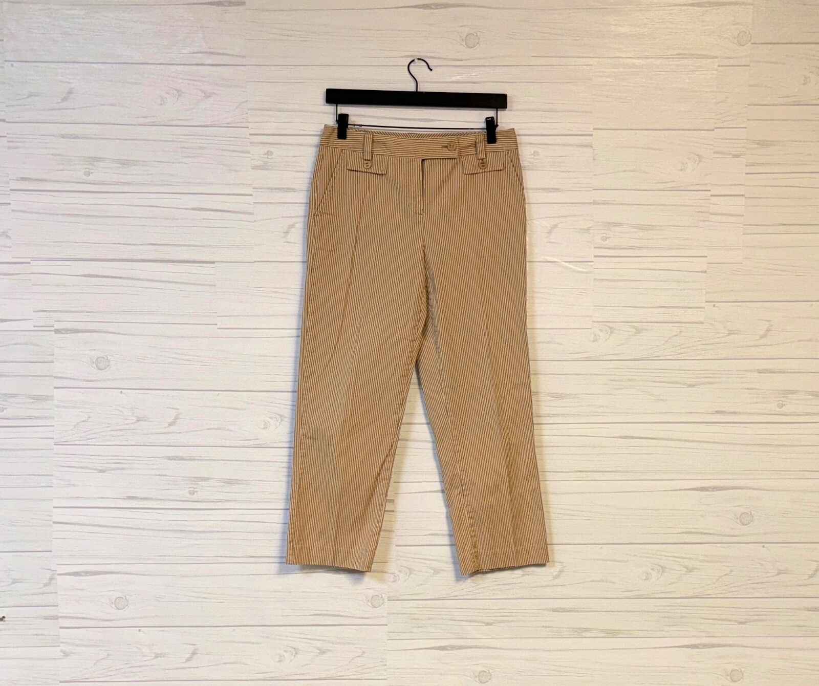 Talbots womens size 4 straight slim ankle pants orange mid-rise patterned