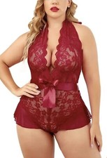 V Neck Teddy Lingerie Halter Lace Bod Avidlove Plus Size Lingerie 14W