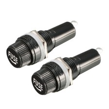 2pcs AC 10A 250V 6mm x 30mm Black Panel Mounted Screw Cap Fuse Holder