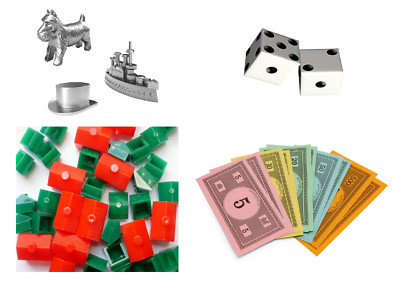 Hasbro Monopoly Geld Häuser Hotels Brettspiel Figuren Würfel Original Ersatzteile