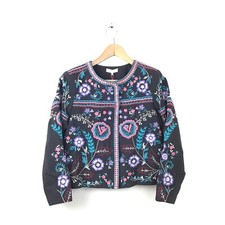 Parker Jacket Multi Color Halston Floral Embroidered Coat Zip Women’s Nwt $548