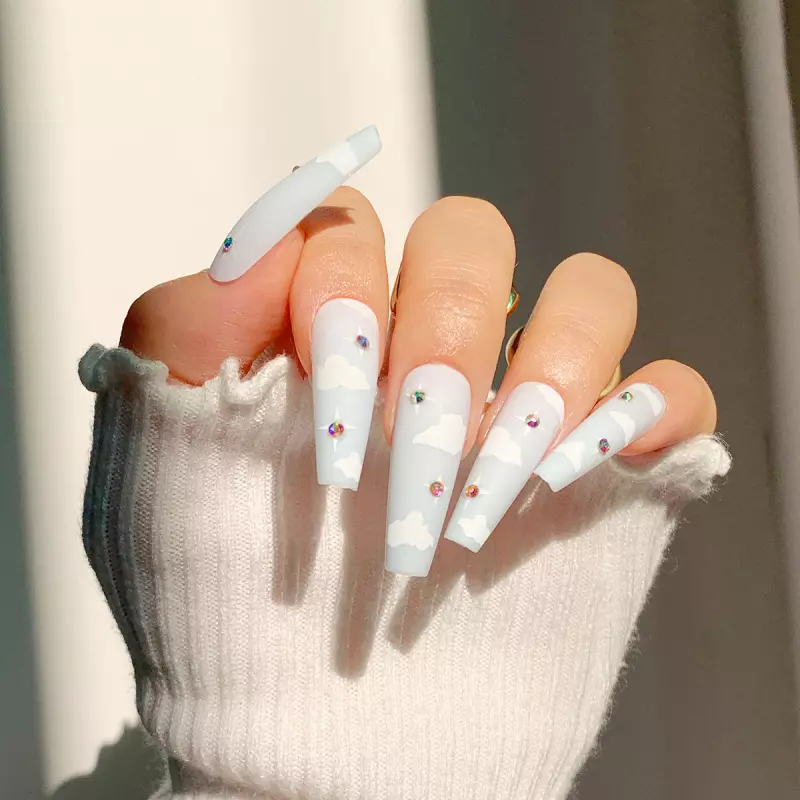 Light blue acrylic deals nails