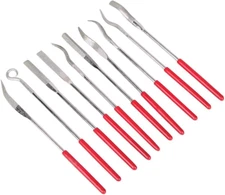 Chris.W 10Pcs Assorted Diamond Mini Riffler Needle File Set Metal Red Jewelers 