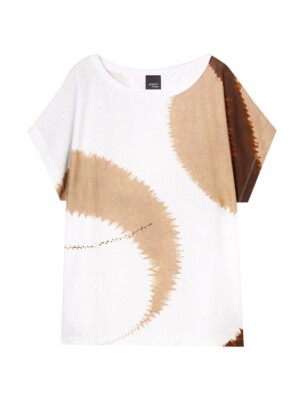 PERSONA By MARINA RINALDI T-Shirt Over Rundhalsausschnitt Weiß / Caffè